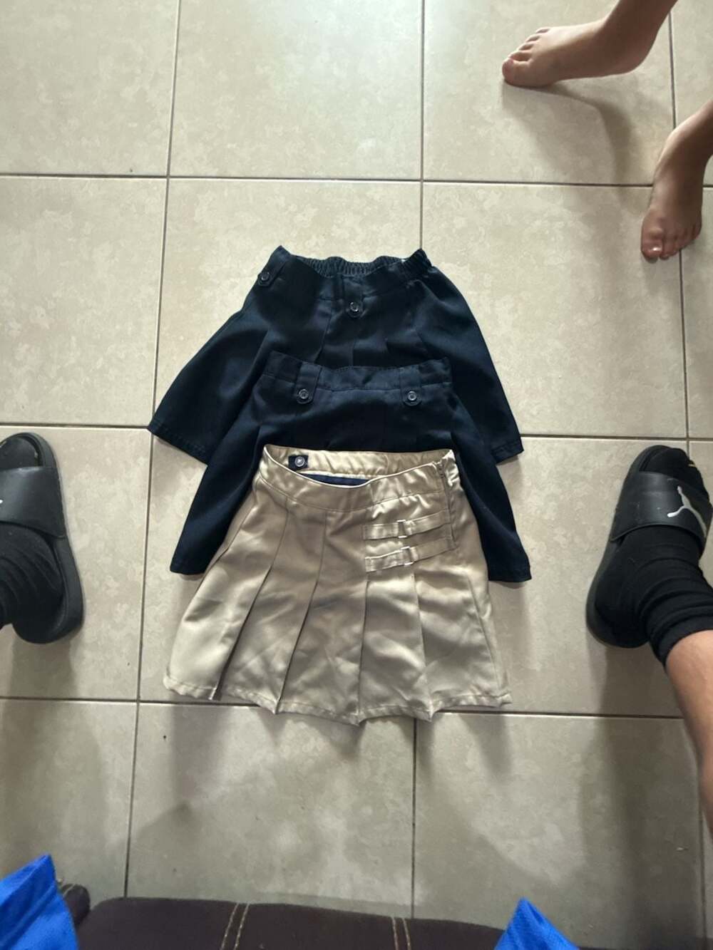 Set of 3 Girls School Uniform Skorts (2 Navy Izod, 1 Tan French Toast)